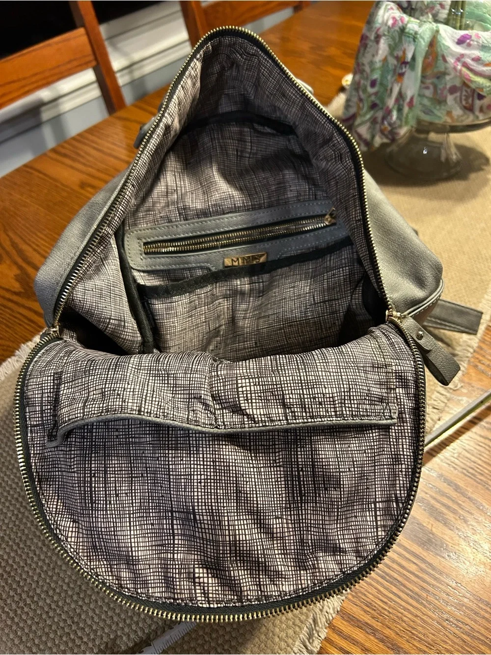MMS Stylish Gray faux leather Casual Backpack